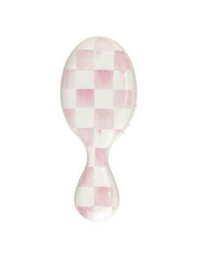 Mackenzie Childs pink checkered mini detangling hair brush by wet hair